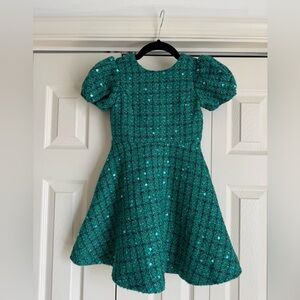 NWT Ivy City Co Mini Holly Dress in Green Sparkle 4/5T